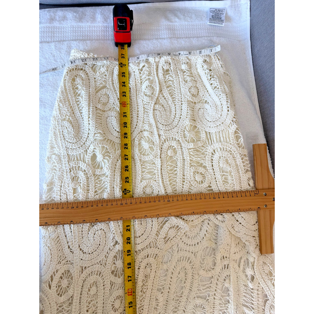 Ivory Asymmetrical crochet skirt Boho-Chic Statement Festival Resort Beech Sz-M - Picture 4 of 10